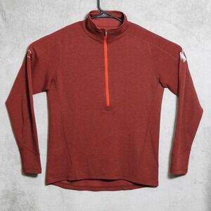 Stio Pullover Mens Medium Red Orange 1/4 Zip Wool Blend Cowboy Cup Golf Canada